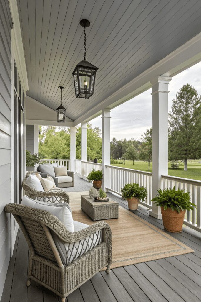 15+ Stunning Agreeable Gray Ideas You Need to See! 16 Sherwin Williams Agreeable Gray Ideas: 16. Agreeable Gray for a Bold Outdoor Porch