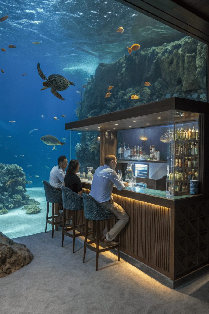 10+ Transform Your Space with These Home Bar Room Ideas! 2 Home Bar Rooms Ideas: 2. The Underwater Aquarium Bar