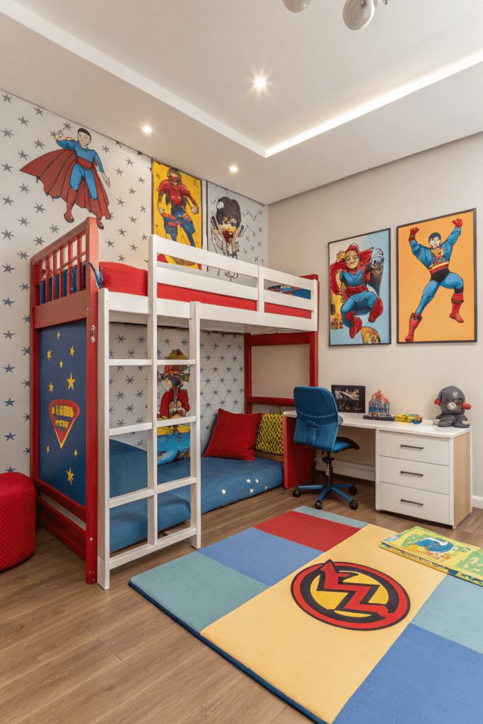 15+ Kids Room Ideas You’ll Want to Copy ASAP! 5 Kids Rooms Ideas: 5. Superhero Training Academy