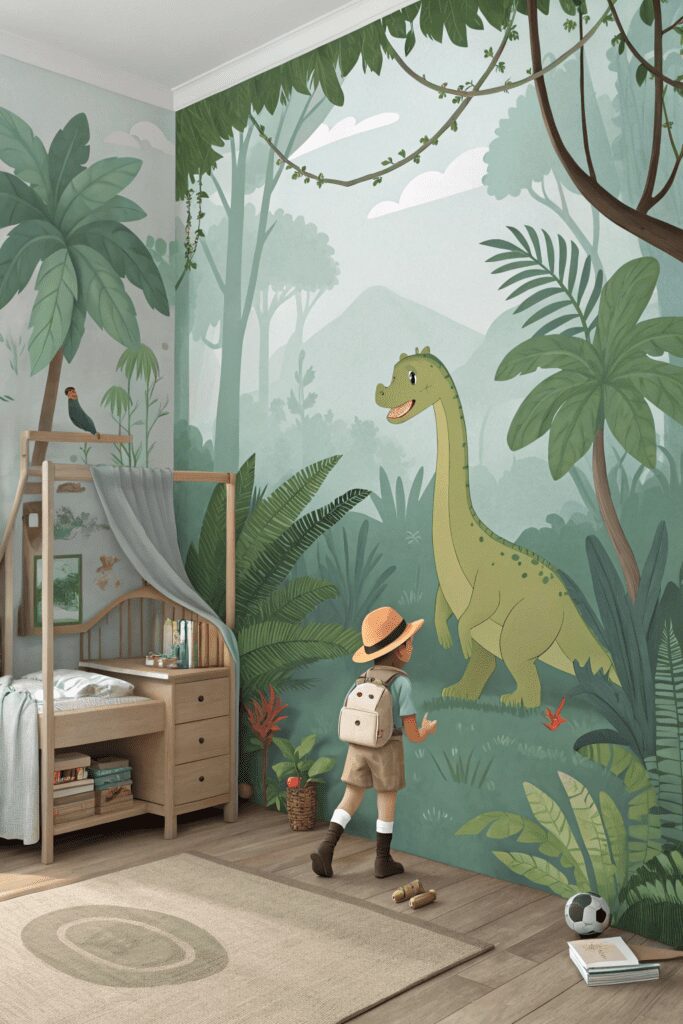 15+ Kids Room Ideas You’ll Want to Copy ASAP! 6 Kids Rooms Ideas: 6. Dinosaur Explorer’s Jurassic Jungle