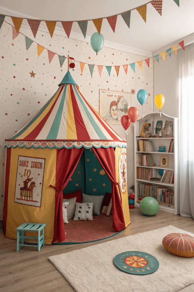 15+ Kids Room Ideas You’ll Want to Copy ASAP! 9 Kids Rooms Ideas: 9. Circus Big Top Adventure