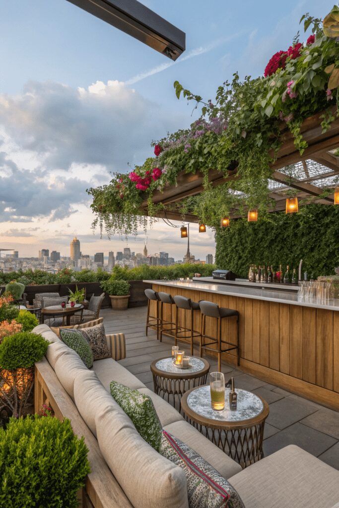 10+ Transform Your Space with These Home Bar Room Ideas! 4 Home Bar Rooms Ideas:4. The Rooftop Garden Bar