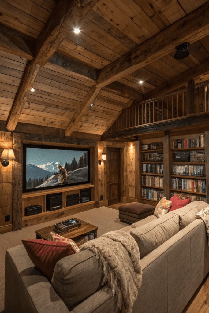 10+ Dreamy Home Theater Ideas You Need to See Now! 3 Home Theater Rooms Ideas: 3. Rustic Cabin Escape Theater