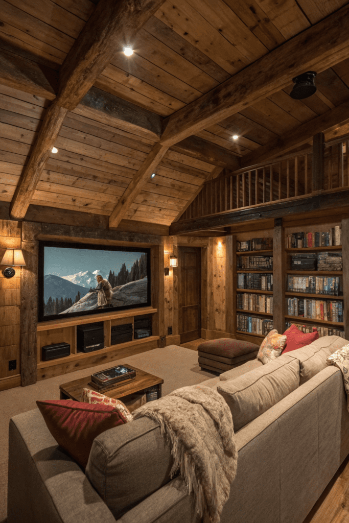 Home Theater Rooms Ideas: 3. Rustic Cabin Escape Theater