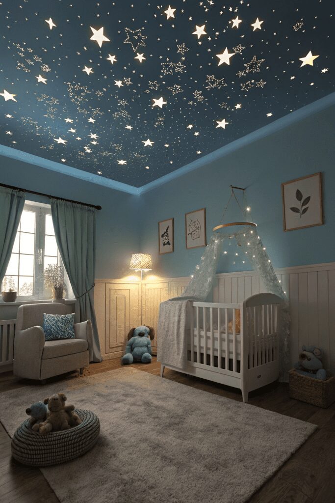 25+ Nursery Room Magic: Decor Ideas You’ll Love! 1 Nursery Room Ideas: 1. Celestial Sky: Glow-in-the-Dark Starry Ceiling