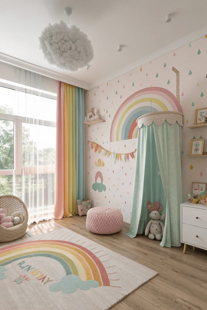 25+ Nursery Room Magic: Decor Ideas You’ll Love! 4 Nursery Room Ideas: 4. Rainbow Sensory Wonderland