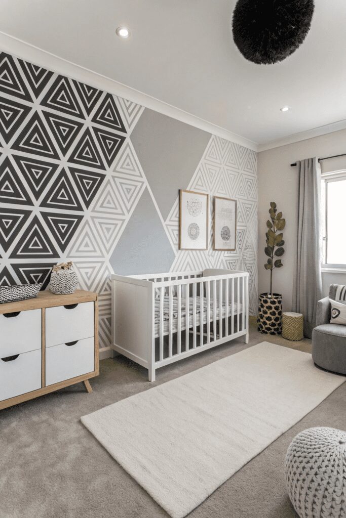25+ Nursery Room Magic: Decor Ideas You’ll Love! 10 Nursery Room Ideas: 10. Monochrome Modern with Geometric Patterns