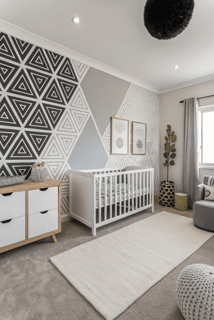 Nursery Room Ideas: 10. Monochrome Modern with Geometric Patterns