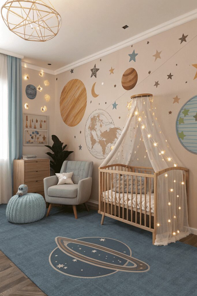 25+ Nursery Room Magic: Decor Ideas You’ll Love! 11 Nursery Room Ideas: 11. Cosmic Explorer: Solar System and Planets