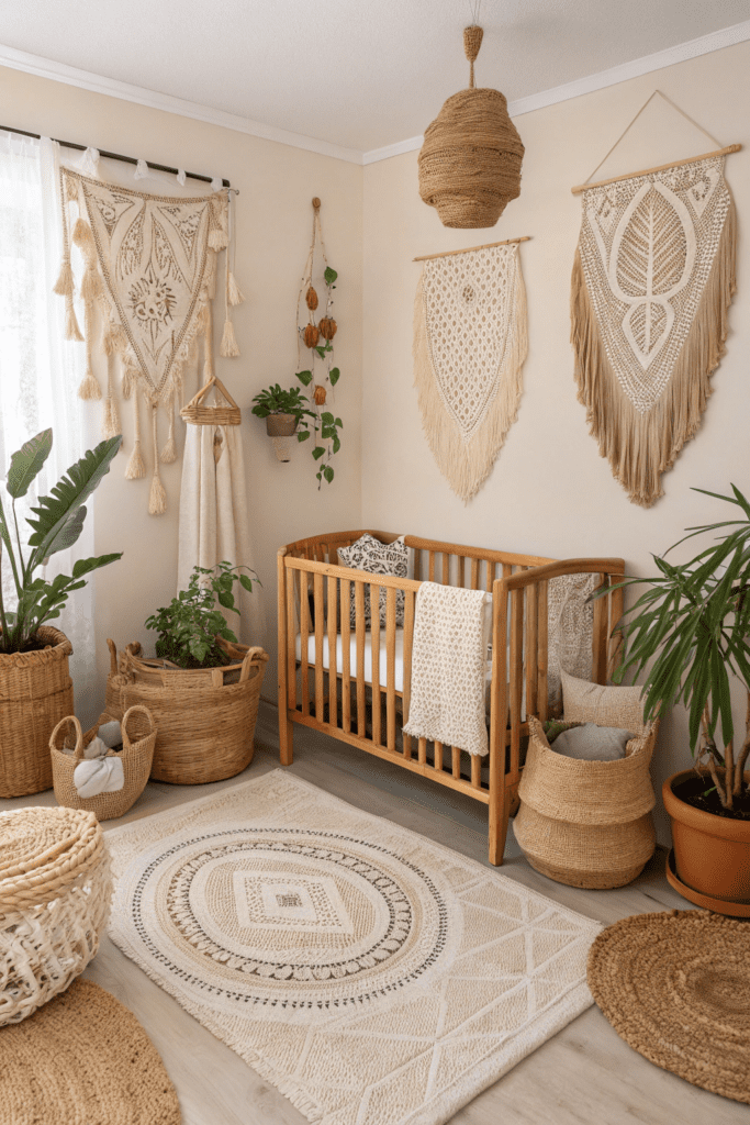 Nursery Room Ideas: 14. Boho Bliss with Macramé and Earthy Tones