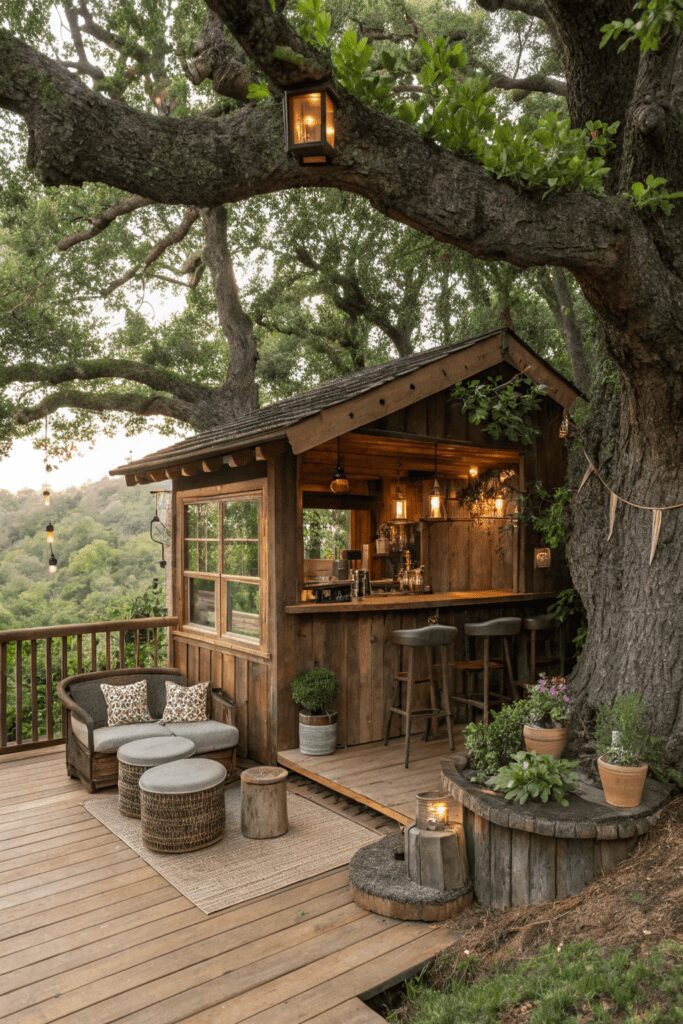 10+ Transform Your Space with These Home Bar Room Ideas! 12 Home Bar Rooms Ideas: 12. The Treehouse Hideaway Bar