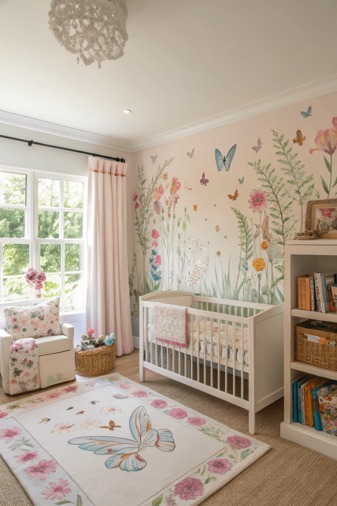 Nursery Room Ideas: 19. Garden of Dreams with Floral and Butterfly Accents