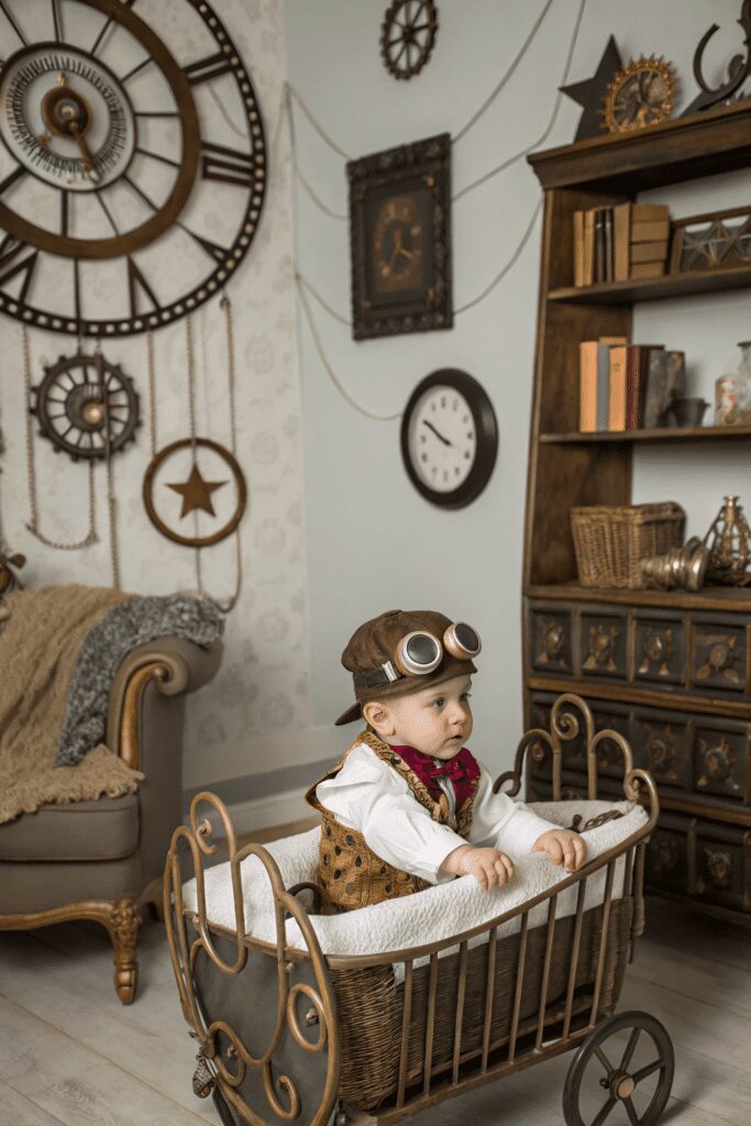 25+ Nursery Room Magic: Decor Ideas You’ll Love! 20 Nursery Room Ideas: 20. Steampunk Baby with Vintage Gears and Brass Accents