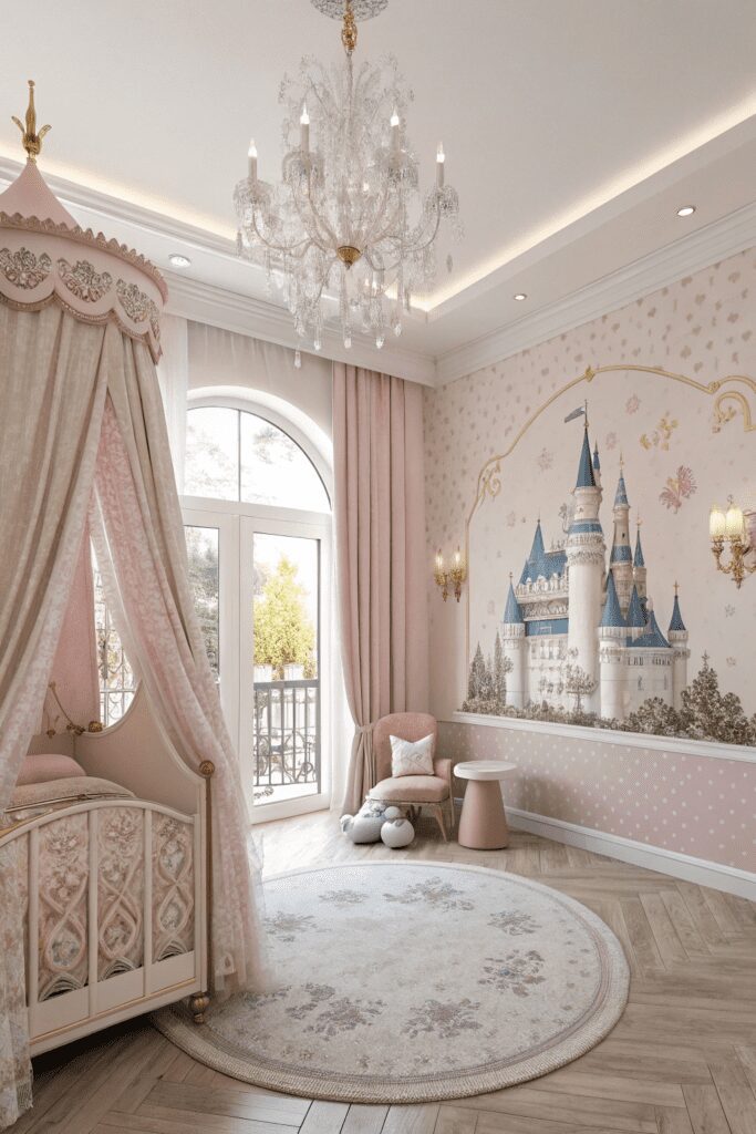 25+ Nursery Room Magic: Decor Ideas You’ll Love! 25 Nursery Room Ideas: 25. Fairy Tale Castle with Royal Touches