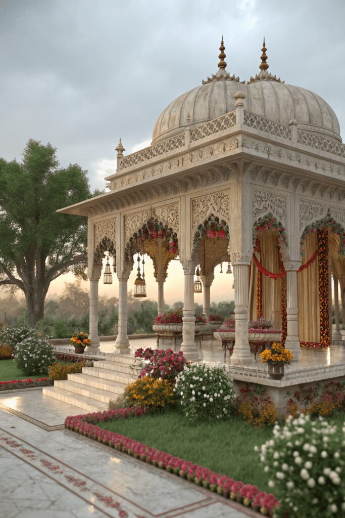 10+ Jaw-Dropping Desi Wedding Decor Inspiration Ideas! 2 Desi Wedding Decor Ideas: 2. Mughal-Era Inspired Garden Pavilions