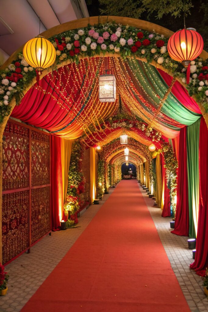 10+ Jaw-Dropping Desi Wedding Decor Inspiration Ideas! 3 Desi Wedding Decor Ideas: 3. The Kaleidoscope Tunnel Entry