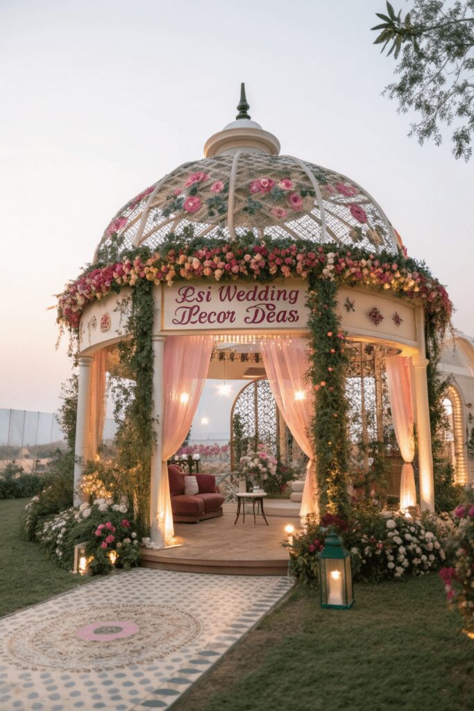 10+ Jaw-Dropping Desi Wedding Decor Inspiration Ideas! 8 Desi Wedding Decor Ideas: 8. Whimsical Flower Dome for Intimate Ceremonies