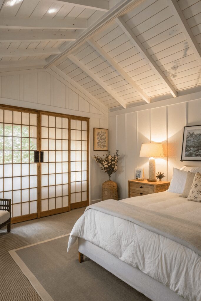 10+ Sherwin Williams Shoji White: Transform Your Space! 3 Sherwin Williams Shoji White Ideas: 3. Shoji White Ceiling for a Cozy Bedroom Retreat