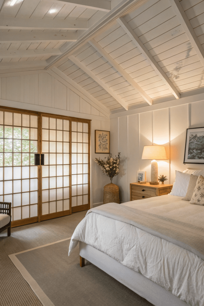 Sherwin Williams Shoji White Ideas: 3. Shoji White Ceiling for a Cozy Bedroom Retreat