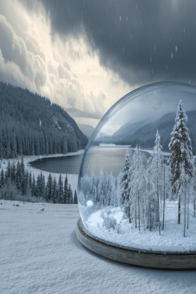 Art Inspo Painting Ideas: 9. Eternal Winter in a Glass Dome