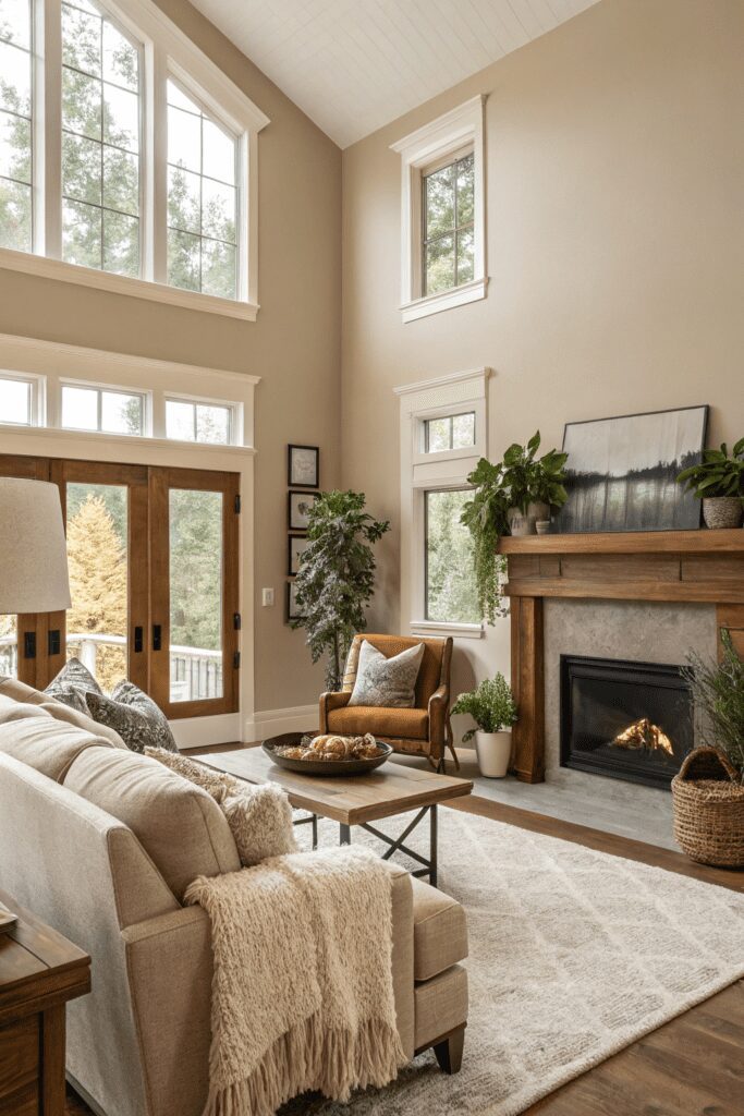 10+ Accessible Beige Designs to Transform Your Home! 5 Sherwin Williams Accessible Beige Ideas: 5. Cozy Living Room with Textural Contrast