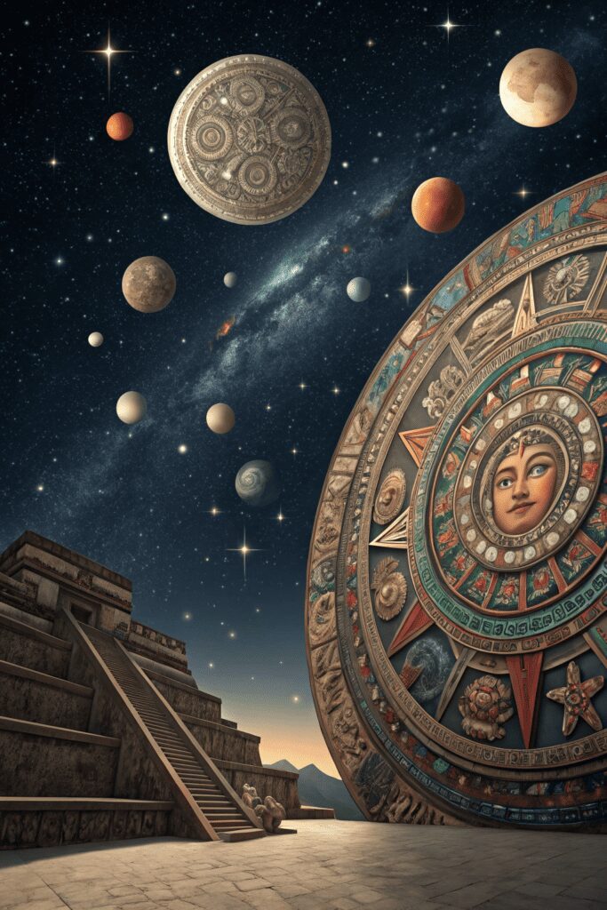 20+ Inspiring Mexican Art Painting Ideas for Your Project! 3 Mexican Art Painting Ideas: 3. Aztec Cosmos and Celestial Bodies