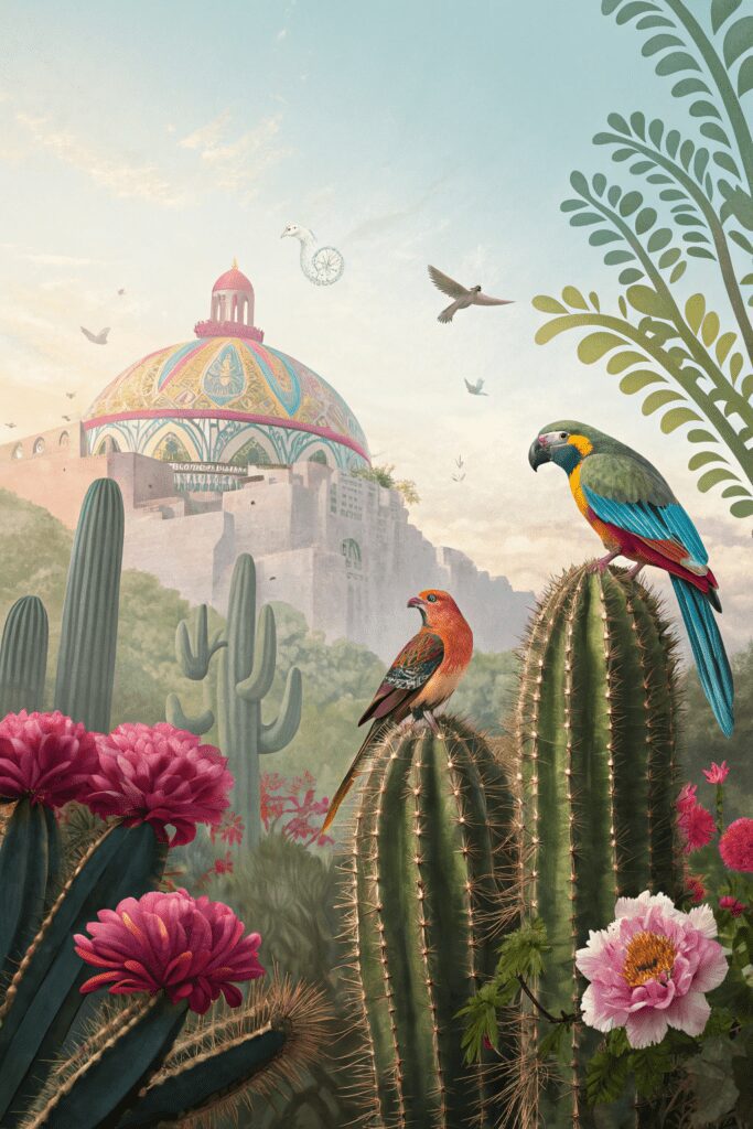 20+ Inspiring Mexican Art Painting Ideas for Your Project! 13 Mexican Art Painting Ideas: 13. Tropical Birds of Mexico in Pop Surrealism