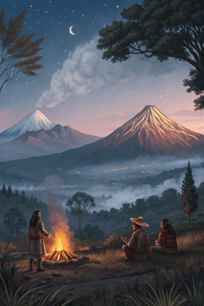 Mexican Art Painting Ideas: 19. The Legends of the Mexican Volcanoes