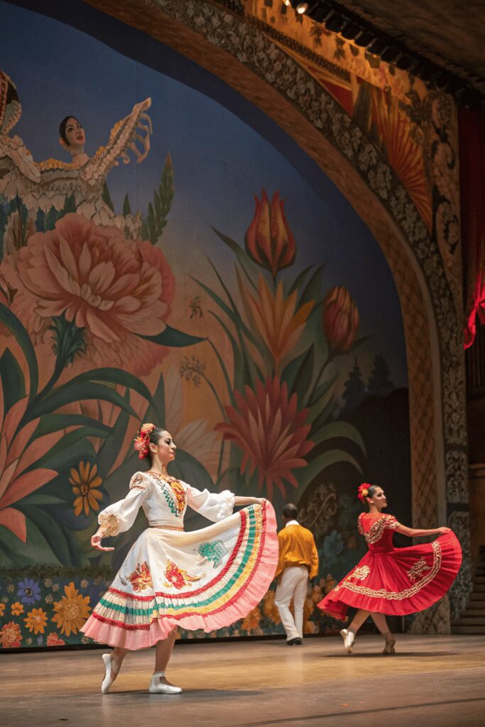 20+ Inspiring Mexican Art Painting Ideas for Your Project! 22 Mexican Art Painting Ideas: 22. The Dreamlike Dance of Mexican Folkloric Ballet