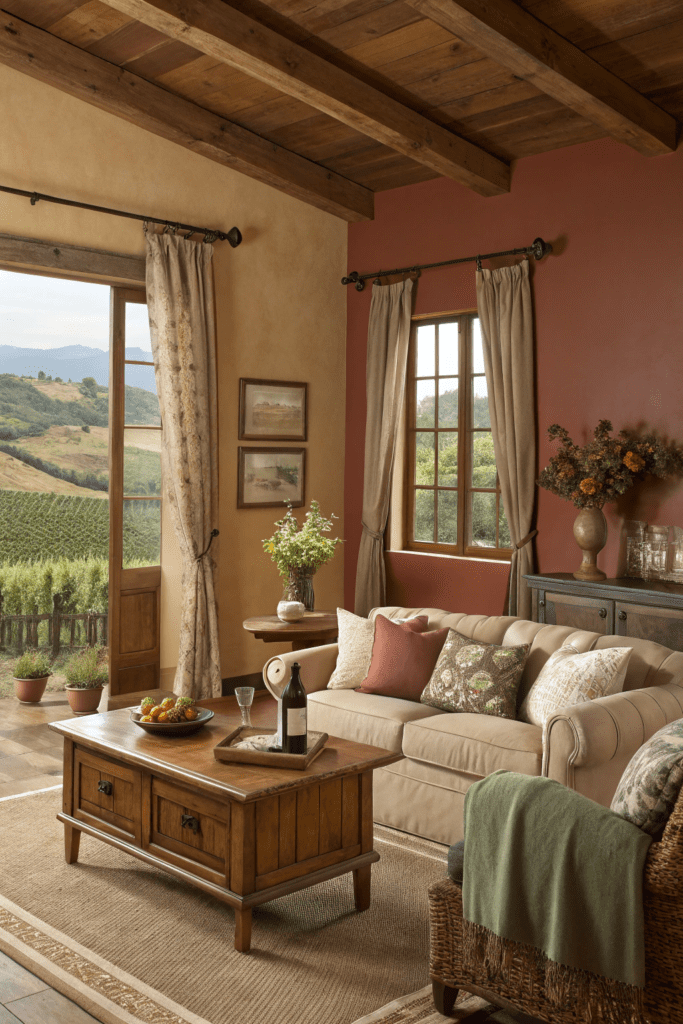 Valspar Paint Color Ideas: 4. Rustic Vineyard: Warm Earth Tones for a Cozy Living Room