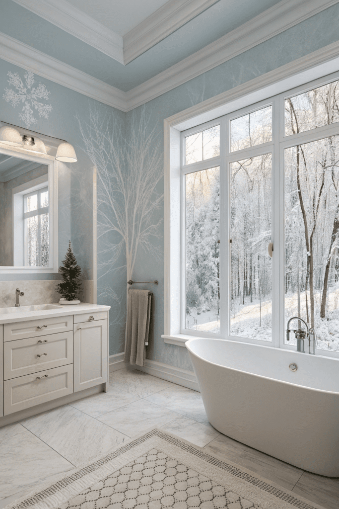 Valspar Paint Color Ideas: 11. Winter Frost: Minimalist Elegance for a Modern Bathroom