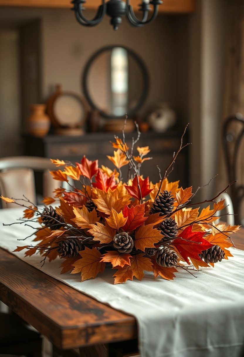 Table Centerpieces Ideas: Seasonal Leaf Arrangement