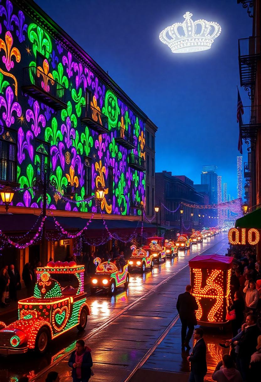 Mardi Gras Themed Decoration Ideas: LED Light Installations and Projections