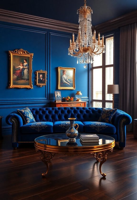 Blue Living Room Color Scheme Ideas: Royal Blue and Gold Decor Inspiration