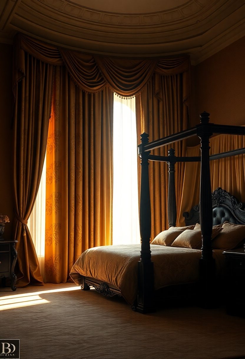 Luxury Curtains for Bedroom Ideas: Brocade Boutique Curtains for a Rich and Opulent Atmosphere