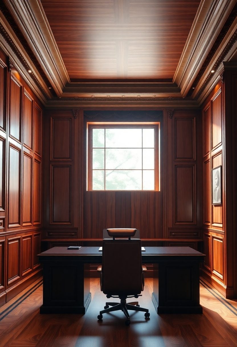 Luxury Office Furniture Ideas: Opulent Wood Paneling