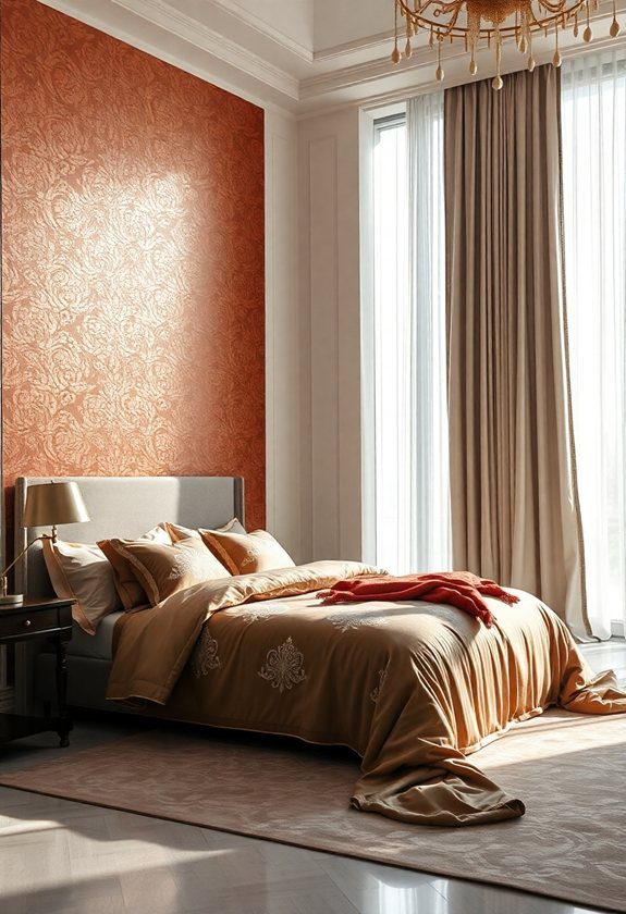 Bedroom Wall Paintings Ideas: Metallic Accents for a Touch of Luxury