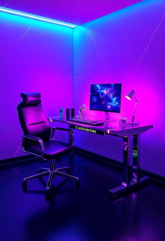 Office Cubicle Aesthetic Ideas: Futuristic Funk