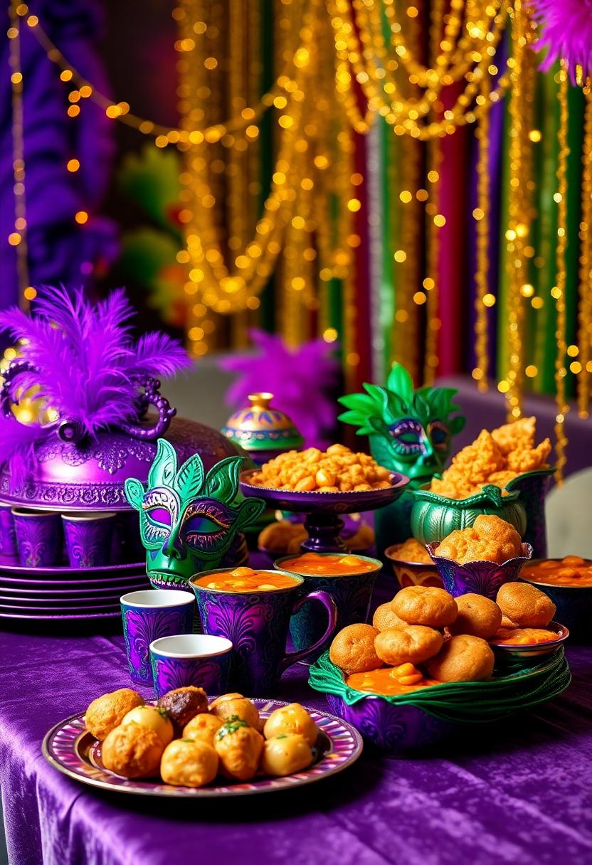 Mardi Gras Themed Decoration Ideas: Mardi Gras Themed Serving Dishes and Cups