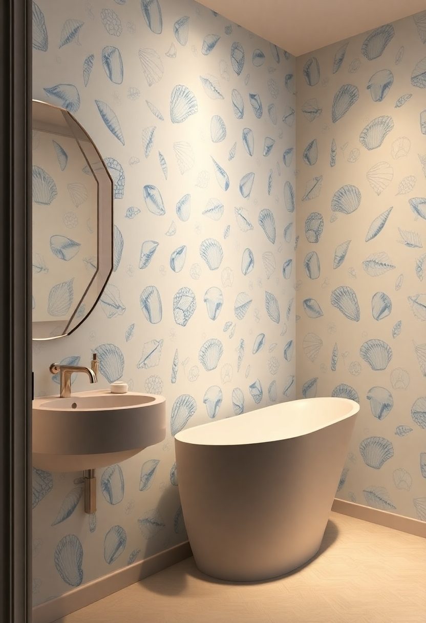 Bathroom Wallpaper Ideas: Seashell Inspired Prints