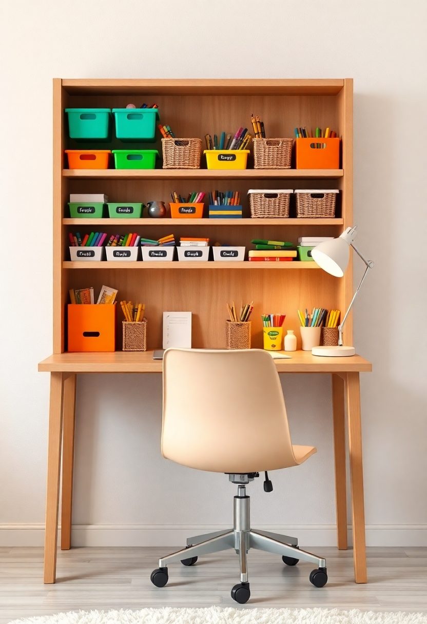 Kid's Room Decor Ideas for Crayon Day: Desk Organization Stations