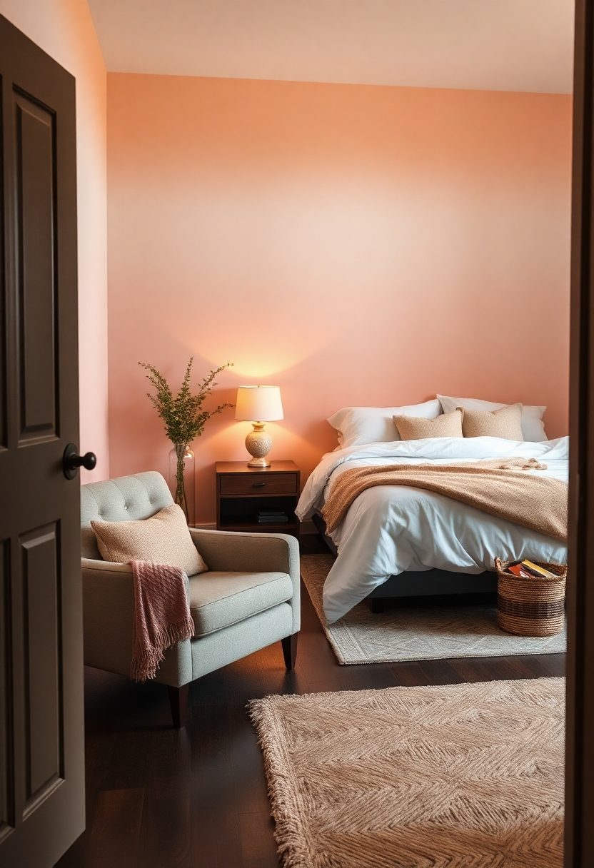 Bedroom Wallpaper Ideas: Soft Peach Ombre