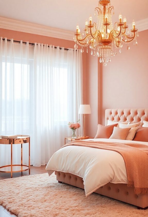 Bedroom Color Combination Ideas: Blush Pink and Metallic