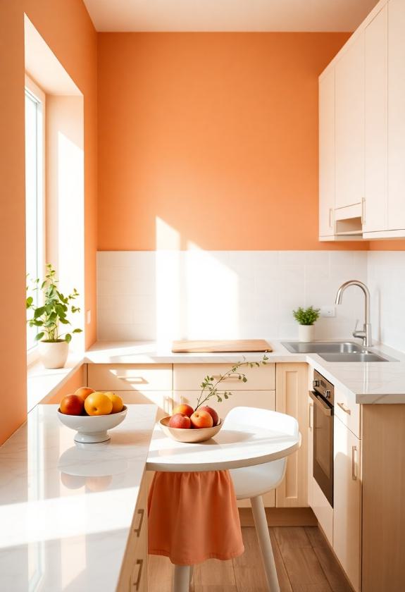 Kitchen Paint Colors: Soft Peach Shades for a Warm Atmosphere