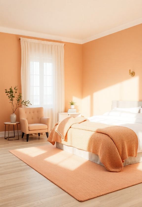 Bedroom Paint Colors  Ideas : Soft Peach Hues for a Calming Atmosphere