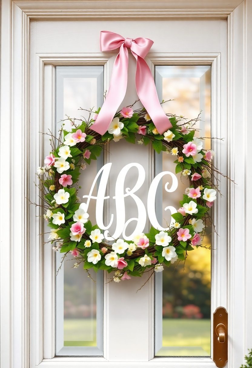 Spring Front Door Decor Ideas: Monogrammed Spring Door Decor