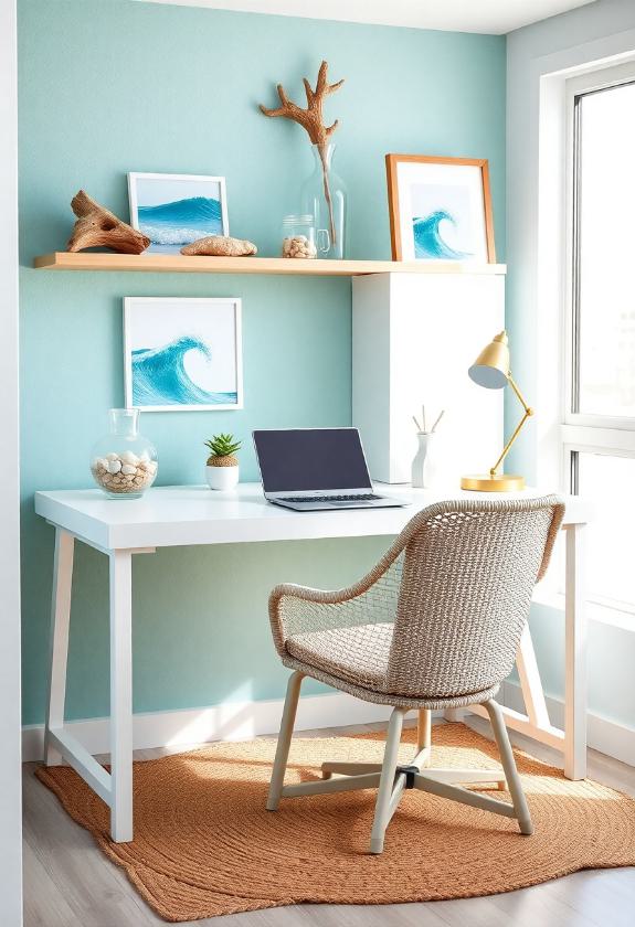 Office Cubicle Aesthetic Ideas: Coastal Cool