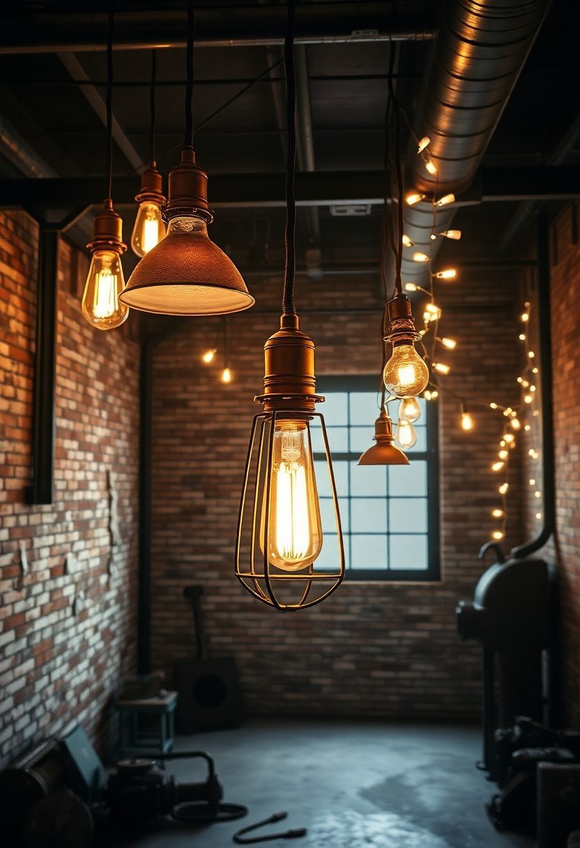 Grunge Room Decor Ideas: Industrial Style Lighting