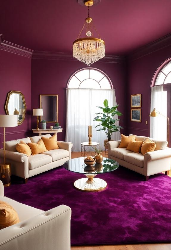 Paint Colors for Living Room Ideas: Deep Plum Luxury