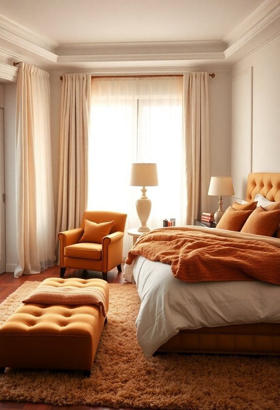 Bedroom Color Combination Ideas: Ivory and Warm Caramel